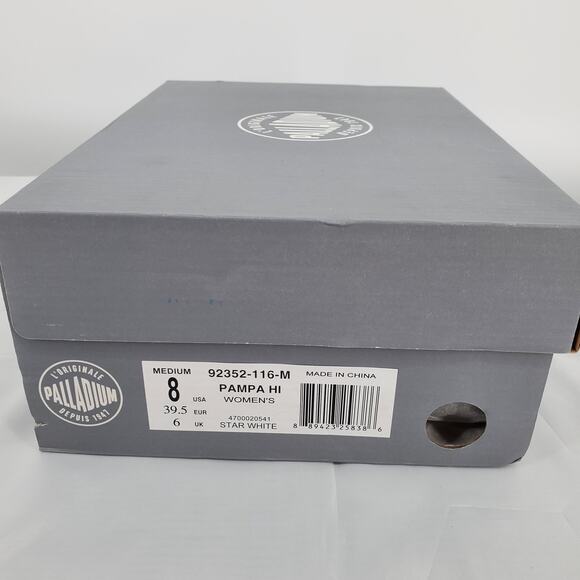 Palladium Unisex W8/M6.5 Pampa Hi Star White 92352-166-M New in Box - Picture 9 of 9
